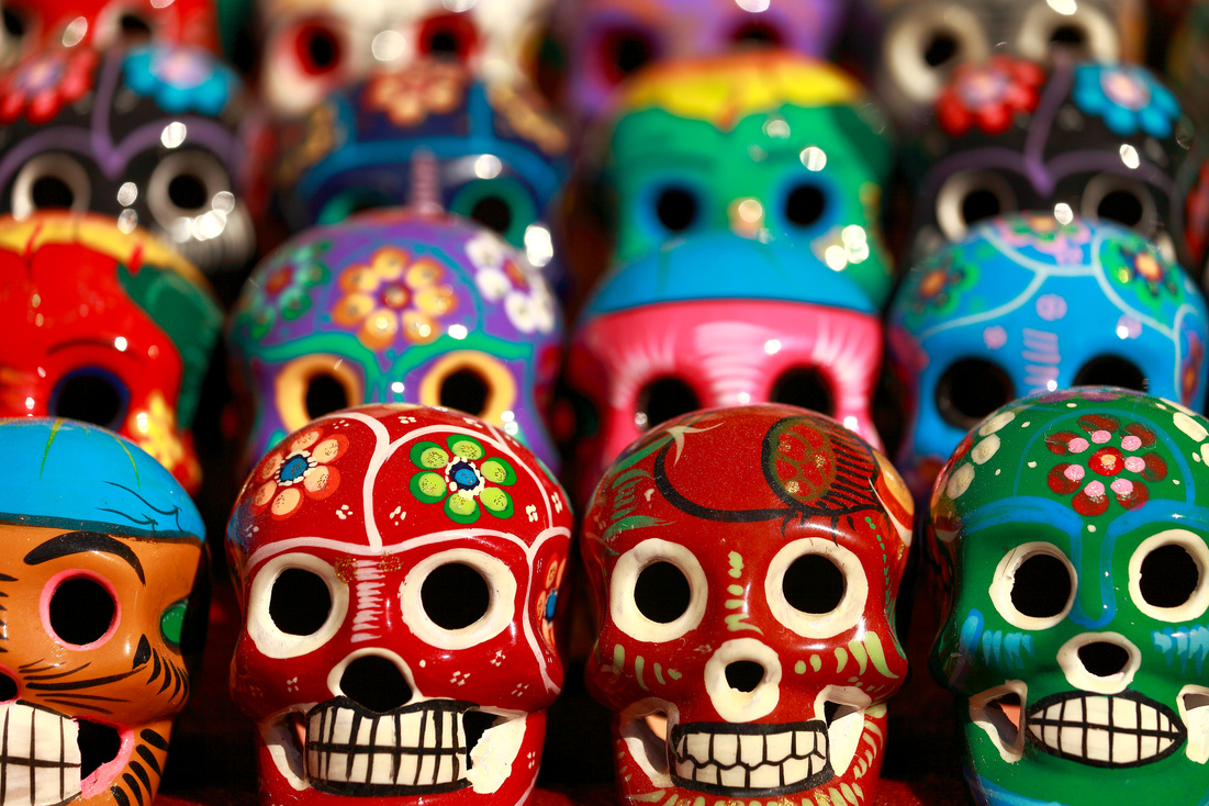 Día de Muertos: Mexican Calaveras, skulls pattern, Mexico City culture