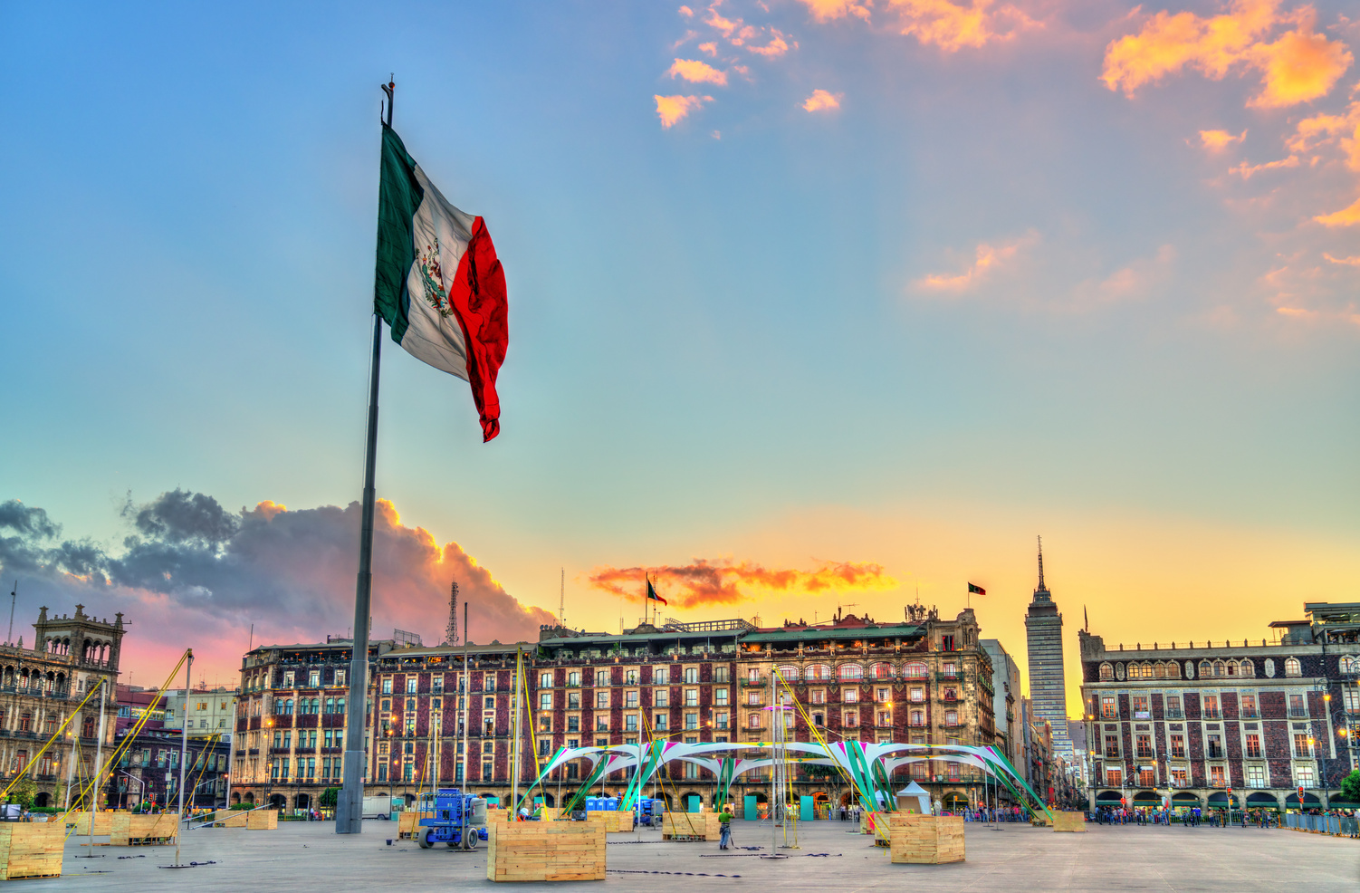 Flagpole on Constitution Square in Mexico City