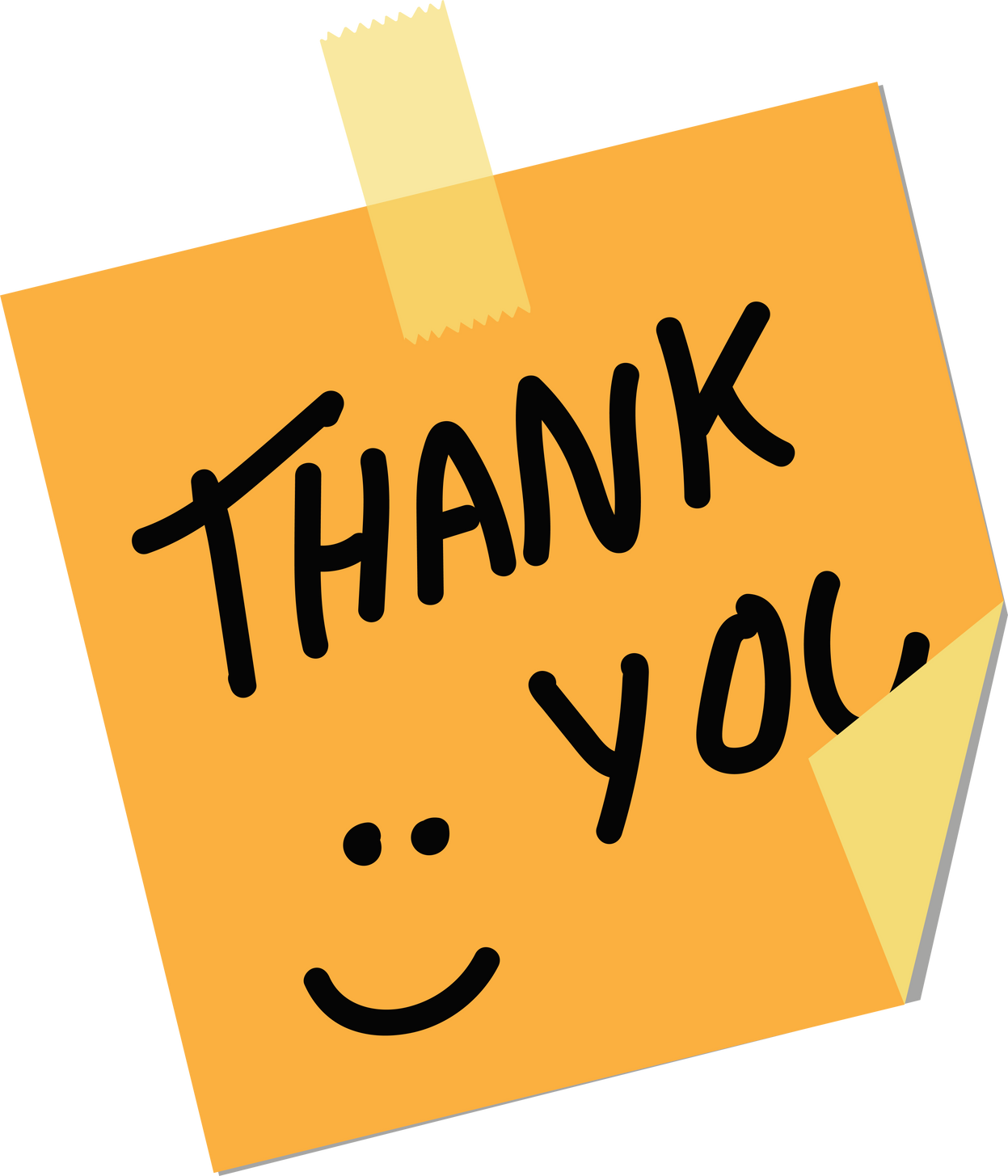 Thank you on a note paper